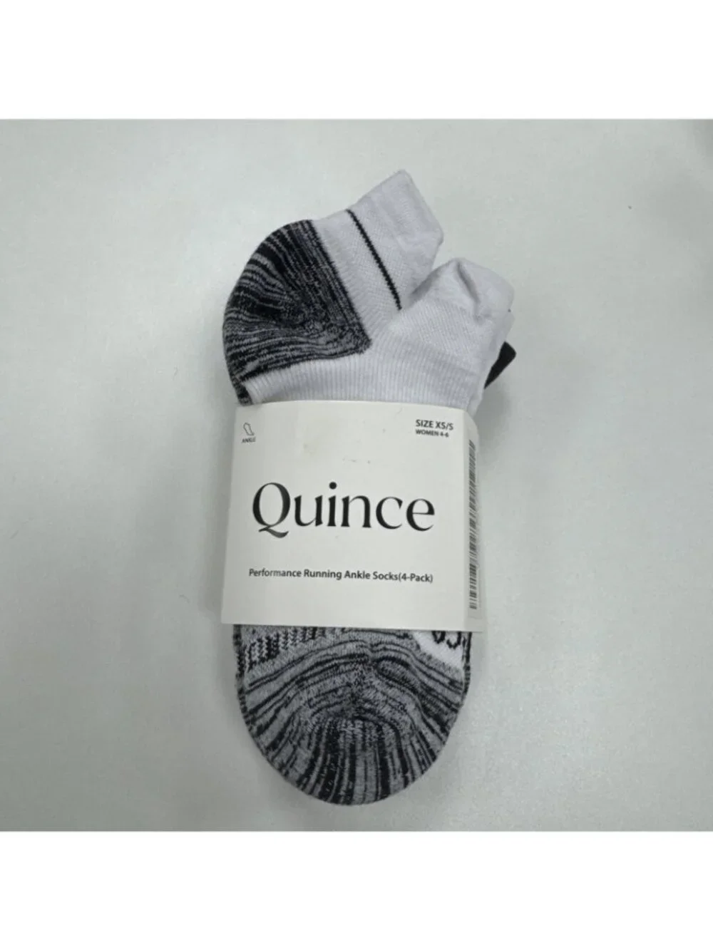 Quince Women's Performance Running Ankle Socks 3-Pack in Black/White sz XS/S 4-6